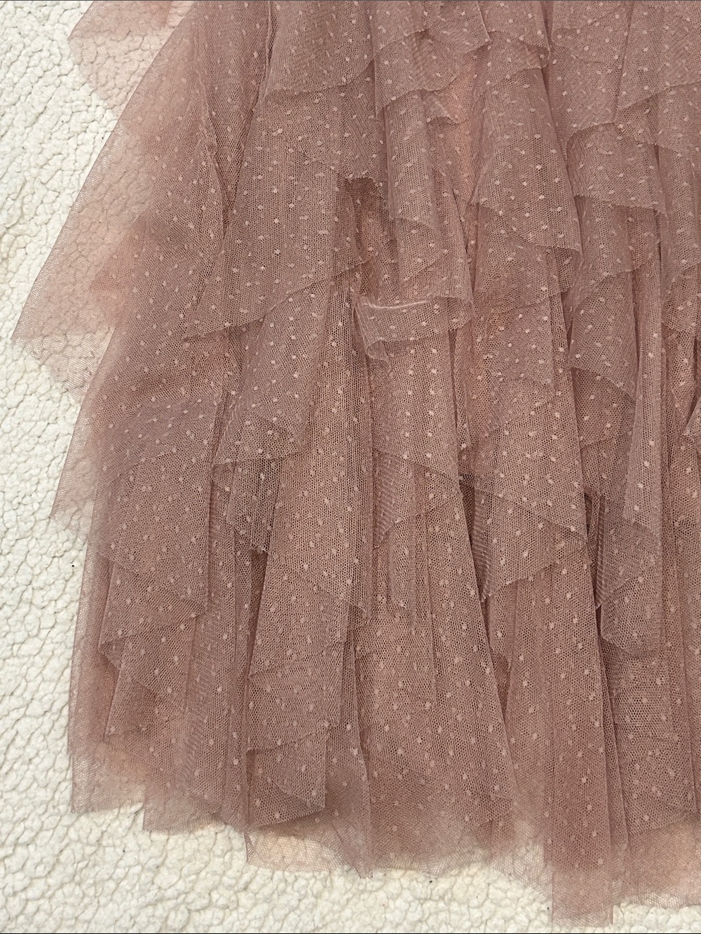 Anthropologie Chéri Ruffled Tulle Midi Skirt size Large Petite Pink Swiss Dot - Picture 9 of 13